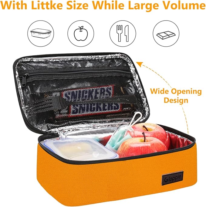 Gloppie Mini Lunch Box Small Lunch Bag for Children Insulated Lunch Bag for Kids, CPC Certified | Child-Safe Materials, Thermal LunchBox Reusable Sandwich Bags Snack Box, Orange-NeatNest
