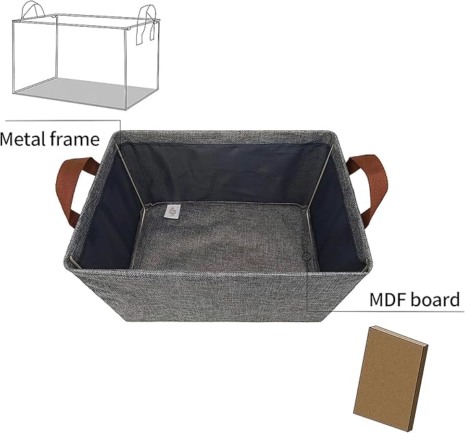 GRANNY SAYS Storage Baskets for Shelves, Closet Organizer Bins, Clothes Storage Bins with Metal Frame, Large Baskets for Organizing and Storage, Collapsible, Gray, 2-Pack-NeatNest