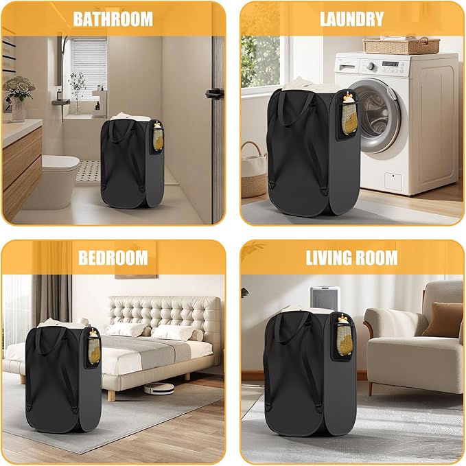 Collapsible Backpack Laundry Bag Made by Strong Polyester Oxford Cloth, 76L Heavy Duty Large Hamper with Adjustable Shoulder Strap, Foldable Basket with Mesh Pocket for College, Travel, Apartment-NeatNest