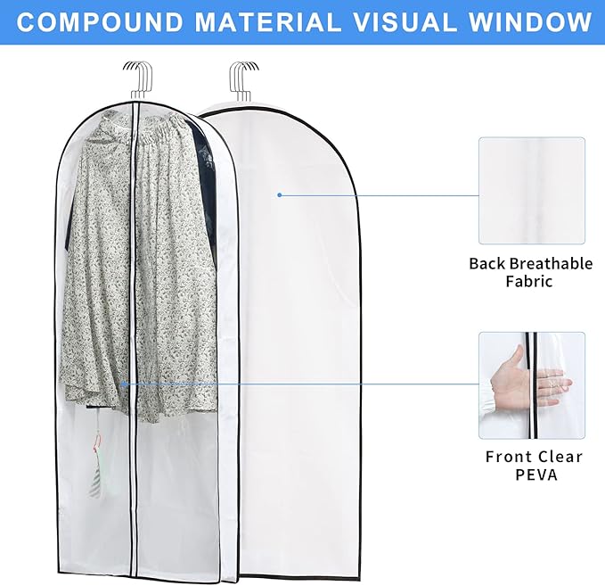 Hanging Clothes Storage with 4" Gusseted Garment Covers (Set of 6) - Clear Suit, Gown, Long Coat, Dress Protectors for Closet - 24"x 50"x 4" / 6 Pack-NeatNest