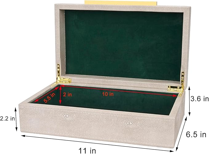 Ivory Shagreen box Faux Leather Decorative Boxes,Keepsake And Memory Storage Decorative Boxes with Lids for Modern Home Decor Jewelry Box Organizer-NeatNest