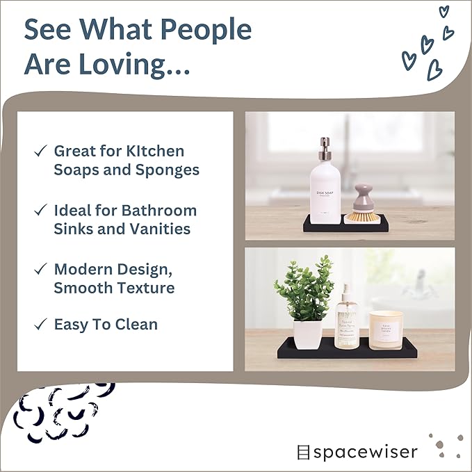 Countertop and Vanity Tray - 2 PC (11” and 7”) Shatterproof Silicone Kitchen and Bathroom Trays for Counter, Kitchen Soap Dispenser Tray, Vanity Trays for Bathroom, Perfume Key Tray-NeatNest