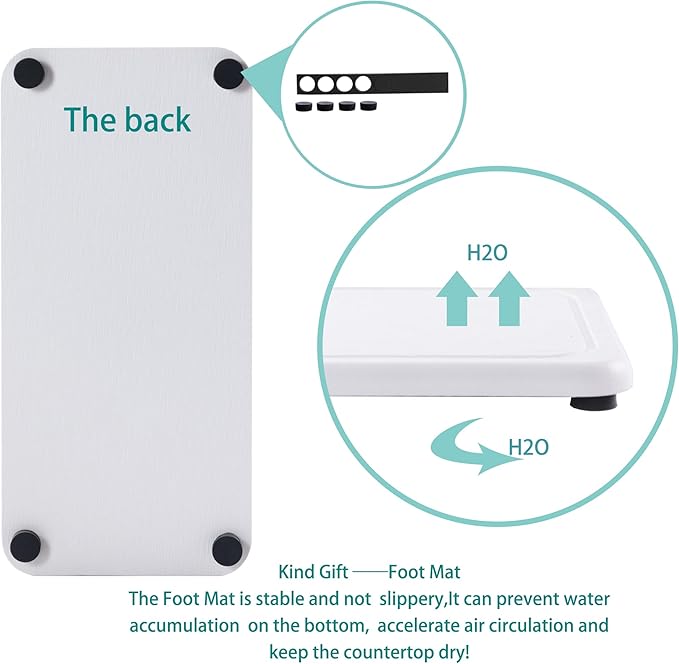 2 Pcs Water Absorbing Stone Trays, Kitchen/Bathroom Sink Soap Dish, Diatomite Tray Used for Hand Soap & Cosmetic Bottles in The Modern Home, 4" W x 8.3" L, White-NeatNest