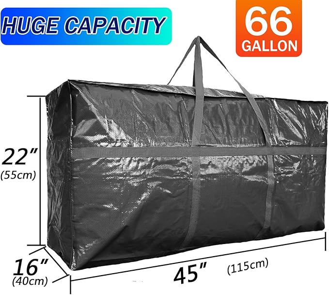 66 Gallon Extra Large Storage Bags, Huge Moving Bags Heavy Duty with Zipper and Stronger Handles, Big Foldable Duffle Bag for Travel - Storage Totes Moving Boxes for College, Christmas Tree, Bedding-NeatNest