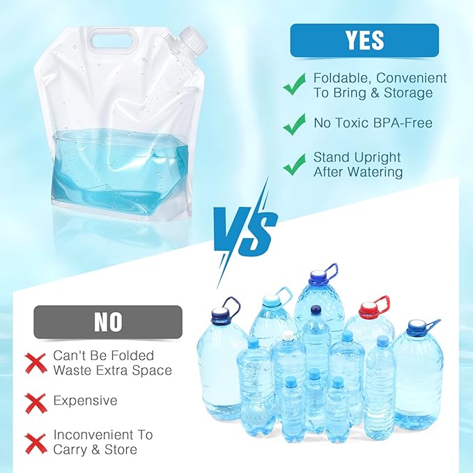 18 Pcs 5 L Collapsible Water Container Bag, Premium Collapsible Water Container Bag Emergency Water Container Freezable Food Grade Clear Plastic Storage Bag Foldable Water Bottle for Camping Riding