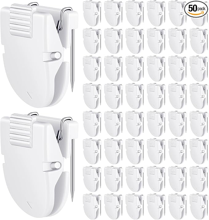 50 Pcs Cubicle Clips Fabric Panel Cubicle Accessories Fabric Partition Panel Wall Clip Office Photos Wall for Notes Memos Standard Size, 40-Sheet Capacity (White)