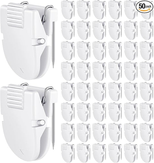 50 Pcs Cubicle Clips Fabric Panel Cubicle Accessories Fabric Partition Panel Wall Clip Office Photos Wall for Notes Memos Standard Size, 40-Sheet Capacity (White)