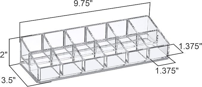 Amazing Abby - Glamour - 12-Slot Acrylic Nail Polish Organizer, Lipstick Holder, Lip Gloss Organizer, Cosmetic Storage Display, Perfect Storage Solution for Drawer, Vanity, Bathroom, and More-NeatNest