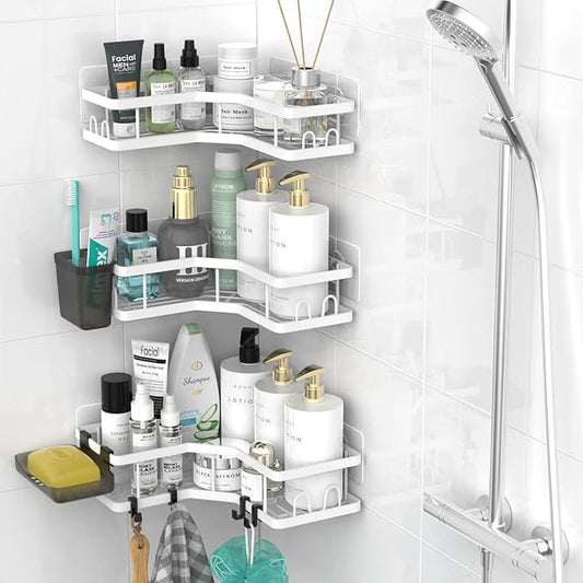 Corner Shower Caddy Bathroom Organizer Adhesive Shower Rack Bathtub Shelves - 3Pack No Drilling Shower Shelf For Inside Shower - Rustproof Bath Tub Organizer Caddy-NeatNest