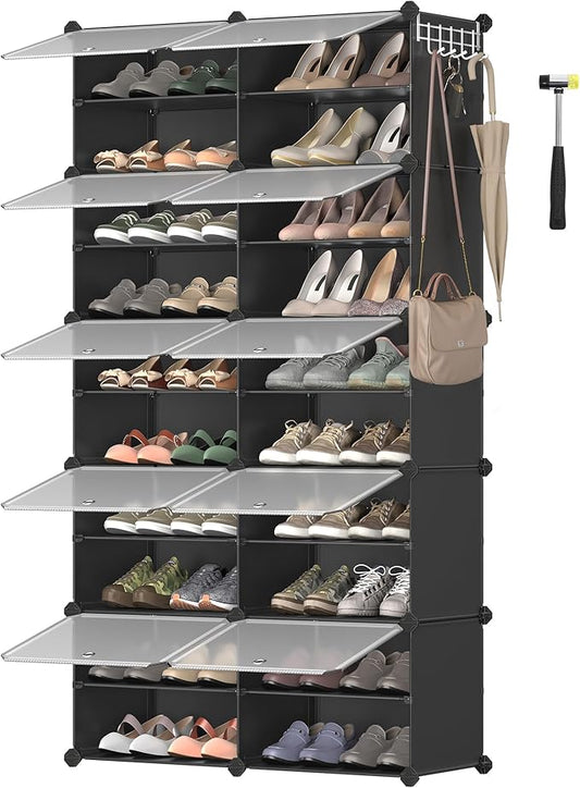 SONGMICS Shoe Rack Organizer, 10-Tier Shoe Storage Cabinet for Closet and Entryway, Holds 40 Pairs of Shoes, Adjustable, Black ULPC035B01-NeatNest