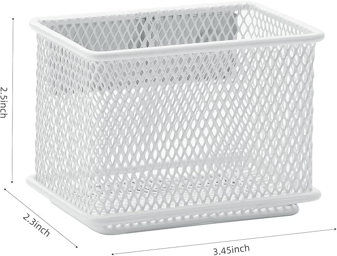 dedoot 2 Pack Pen Holder, 3.45x2.3x2.6inch Magnetic Basket Locker Organizer Metal Mesh Pencil Memo Holder for Whiteboard, Fridge, Desk, Offices,White-NeatNest