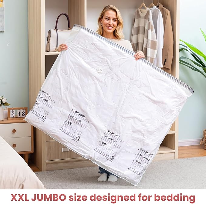 TAILI 4 Pack Vacuum Storage Bags for Comforter and Blankets, XXL Jumbo Vacuum Seal Bags for Bedding (47x39 Inch), Huge Space for Toy, Bedding, Pillows, Save More Closet Space-NeatNest