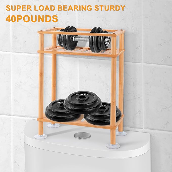 2-Tier Bathroom Storage，Over The Toilet Storage ， Bathroom Shelves Organizer, Storage Rack for Towels, Soap, Shampoo, Toilet Paper Holder, Space Saving for Small Spaces, Easy Assembly-NeatNest