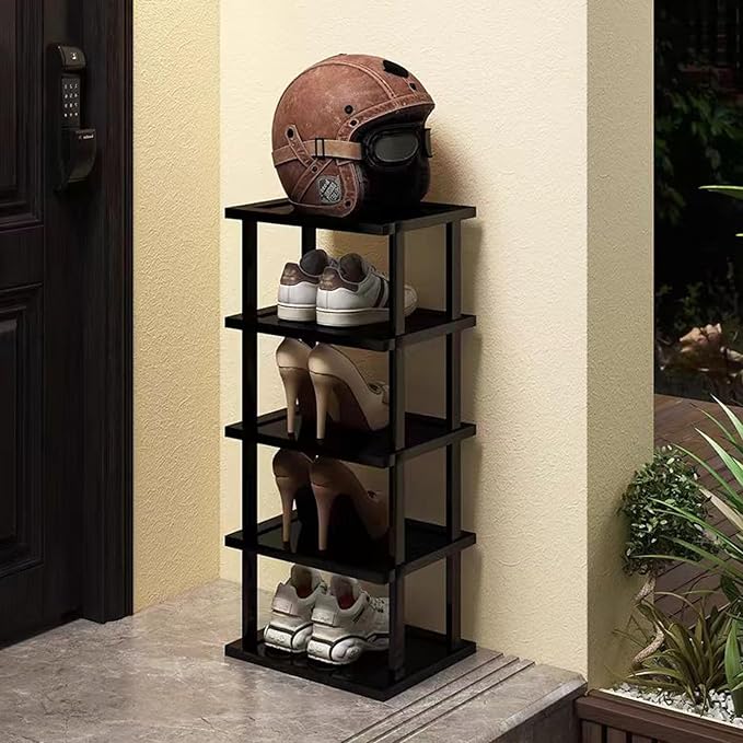 Vertical Shoe Rack - Tall Narrow Shoe Rack Organizer for Small Spaces,5 Tier Bamboo Shoen Shelf for Entryway,Closet,Corner,Doorway,Skinny Shoe Shelf Space Saving Shoe Storage,Free Stackable DIY-NeatNest