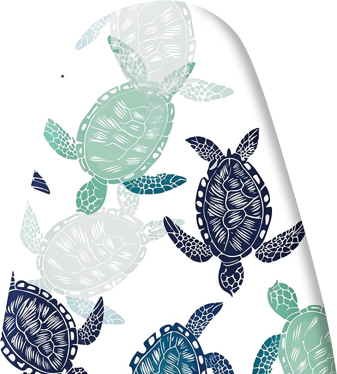 Extra Thick Ironing Board Cover and Pad, Sea Turtle 15x54 Ironing Board Cover, Resist Scorching and Staining,Elastic Edges,Nautical Coral Starfish Coastal Beach Theme Blue