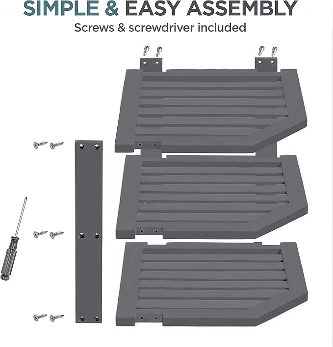 Cabinet Organizer Shelf - Bamboo Corner Rack for Kitchen Counter, Cabinet Space Saver for Plates, Dishes, Bowls, Bread Pantry, Bathroom Storage or Countertop Stand, Grey-NeatNest