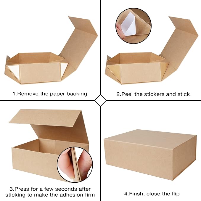 Aimyoo Brown Collapsible Gift Box with Magnetic Closure Lids, Large Rectangle Bridesmaid Groomsmen Proposal Box for Present Graduation Storage 3 Pack-NeatNest