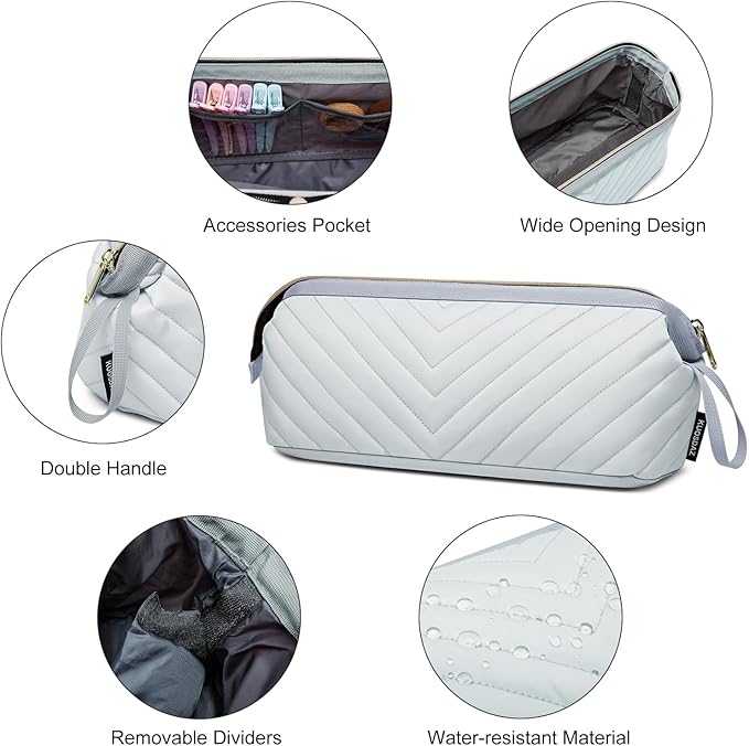 Hair Tools Travel Bag for Shark Flexstyle Dyson, Quilted Hair Tool Organizer Bag, Gift for Women Hair Accessories Tools Storage Bag, Travel Hairdryer Portable Bag for Women, Grey-NeatNest