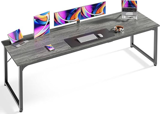 Huuger Computer Desk, 80 Inch Office Desk, Gaming Desk with Storage, Writing Desk Work Desk for Home Office, Study, Long Simple Desk, Large Legroom, Metal Frame, Grey-NeatNest
