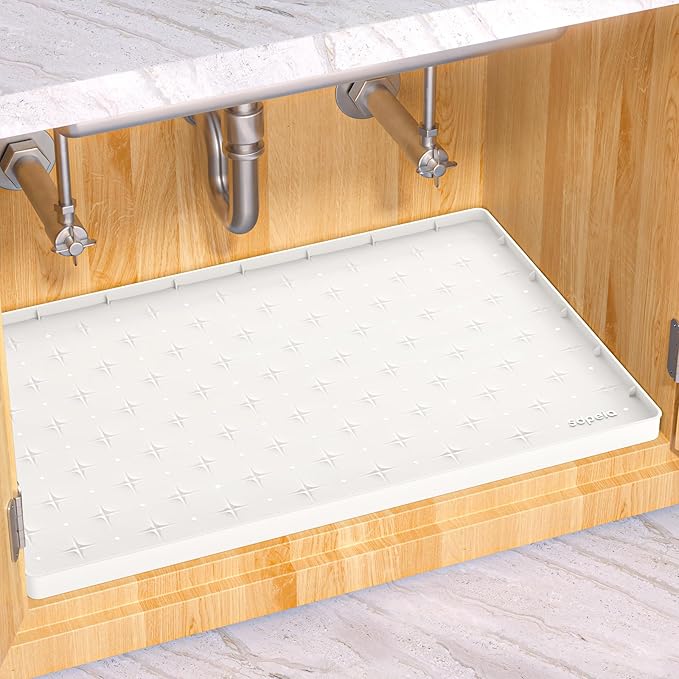 Sdpeia Under Sink Mat for [28" x 22"] Cabinet, Upgraded Silicone Waterproof Mat Kitchen Cabinet Liner Cabinet Protector Kitchen Organizers and Storage-NeatNest