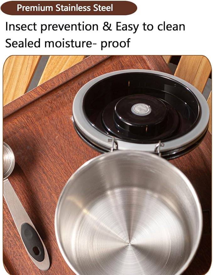 Coffee Canister Airtight Storage Container Stainless Steel Coffee Jar with Scoop,Date Tracker CO2 Release Valve for Dry Food Beans Ground Tea Flour Cereal and Sugar-NeatNest