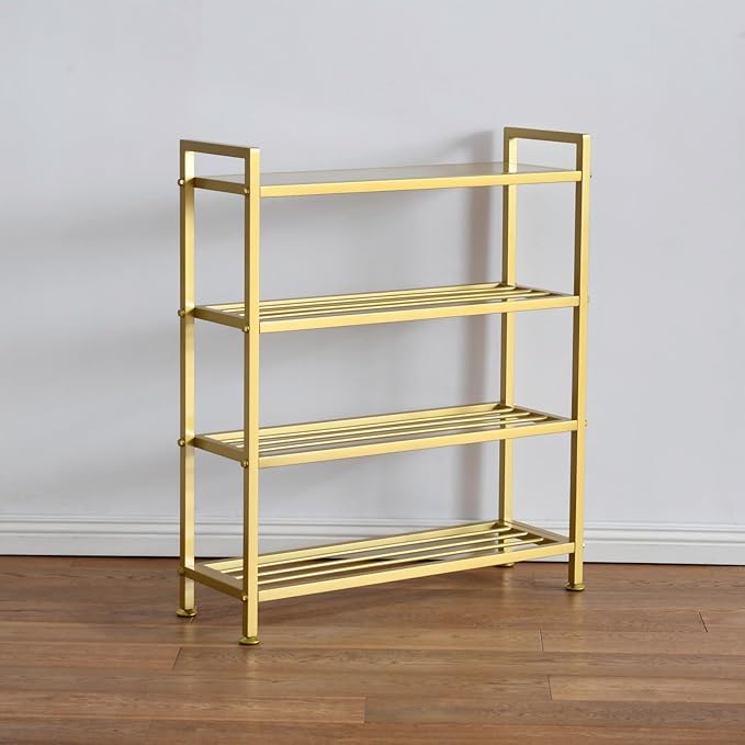 Heavy Duty 4-Tier Shoe Rack，Metal Shoe Storage Shelf for 12 Pairs of Shoes，Entryway，Easy to Assemble-NeatNest