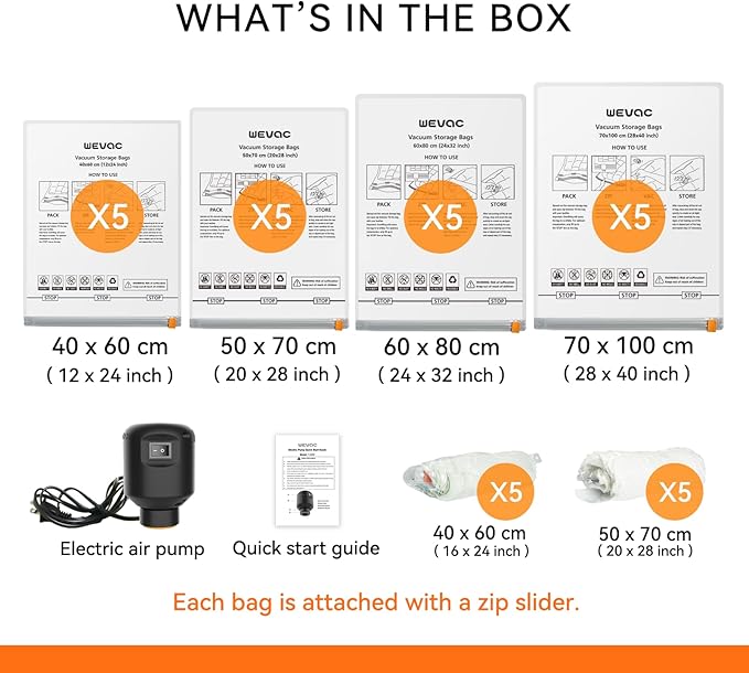 [2024 NEW] 30 Pack Vacuum Storage Bag (5 Jumbo/5 Large/5 Medium/5 Small/10 Roll) | Electric Pump | Space Saver | Rapid Vacuum | Double Zip | Clip Stopper | Clothes, Blanket Compression and Travelling-NeatNest