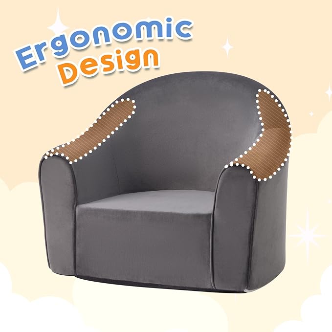 ALIMORDEN Adorable Toddler Chair, Snuggly Foam Seat for Little Ones with Removable Washable Cover - Soft Reading Couch for Boys and Girls, Grey-NeatNest