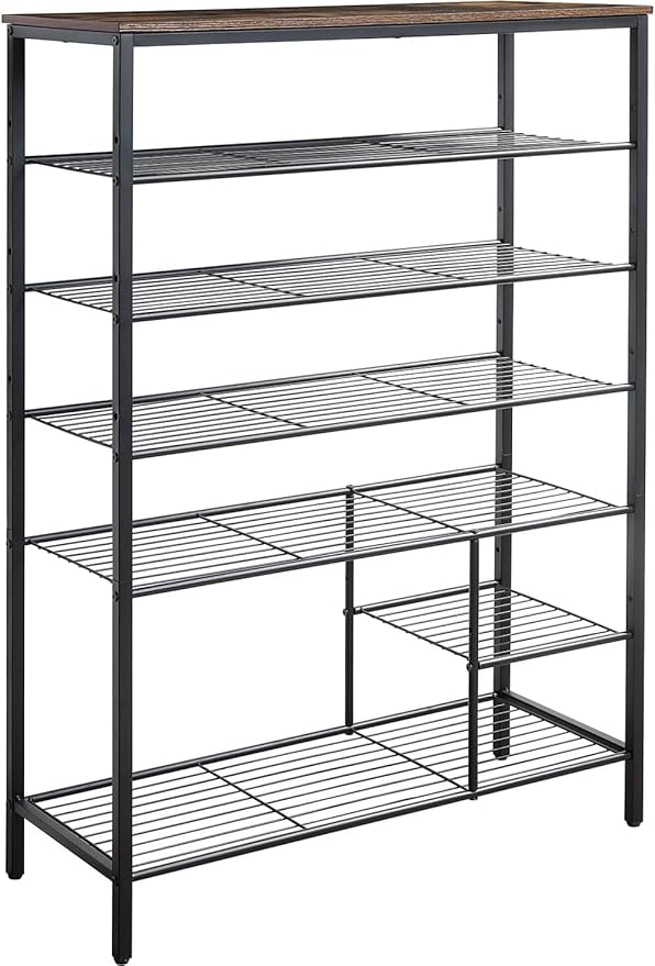 6 Tier Shoe Rack Organizer, Metal Mesh Shoe Storage Shelf, Storage Boots .for Entryway, Closet,Hallway, Bedroom,Cloakroom,Garage, Industrial,Rustic Brown-NeatNest