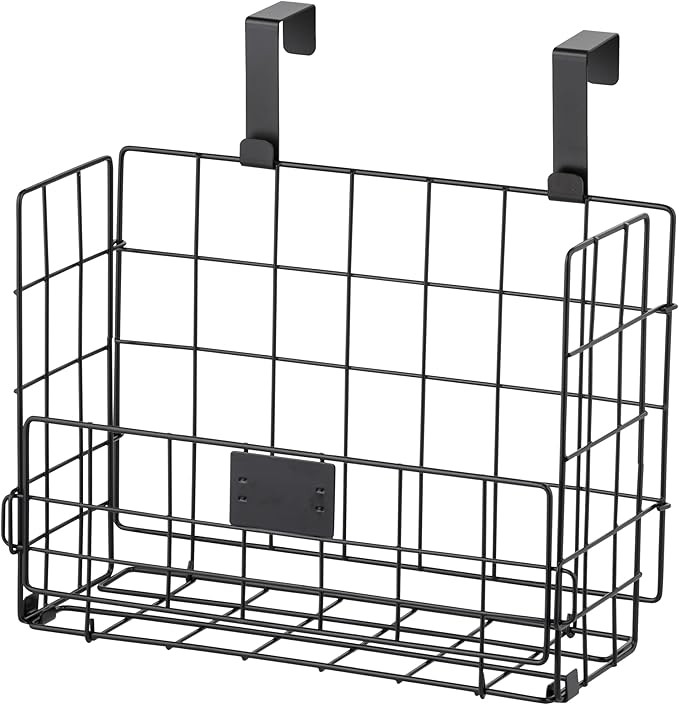 IRIS USA Over The Door Organizer, 3 Pack, Hanging or Wall Mounted Metal Wire Basket, Spice Rack Bathroom Cabinet Closet Laundry Pantry Door Organizer, Wall Baskets, Durable Easy Assembly, Black