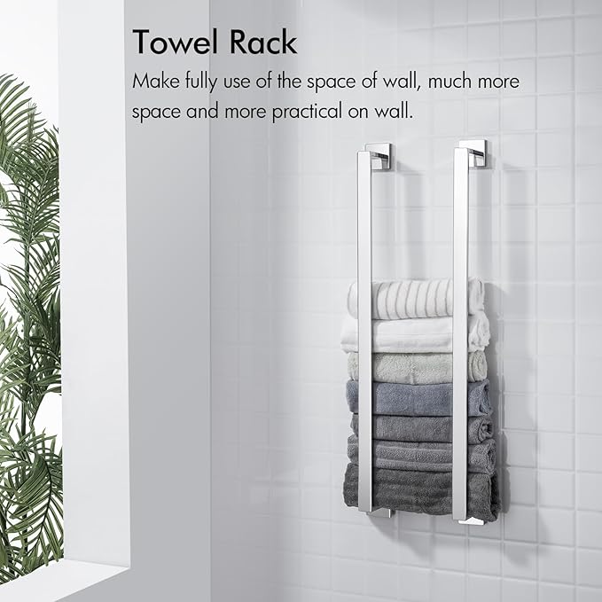 BANOLUX Towel Rack, 32-Inch Single Towel Bars for Bathroom, Towel Racks for Bathroom Wall Mounted SUS304 Stainless Steel Hand Towel Holder Heavy Duty, Chrome Towel Bar 2 Pack, A7-TB-PC-32IN-2PACK