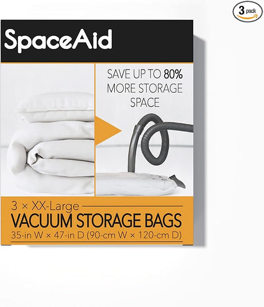 SpaceAid Jumbo Vacuum Storage Bags, Space Saver Sealer Compression Bags for Comforters, Blankets, Pillows, Bedding, Clothes (XX-Large 3 Pack)-NeatNest