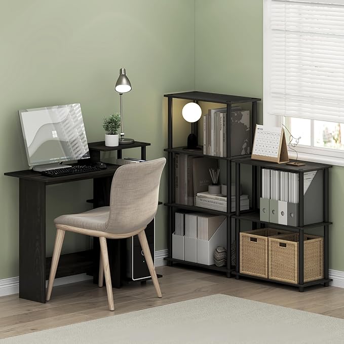 Furinno (99557EX/BK) Turn-N-Tube 4-Tier Multipurpose Shelf Display Rack - Espresso/Black-NeatNest