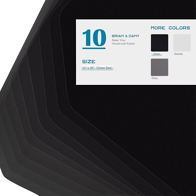 BRIAN & DANY Wire Shelf Liner 14" X 36", Set of 10, Heavy Duty Shelf Liners for Wire Shelving, Waterproof Wire Rack Shelf Cover, Black-NeatNest