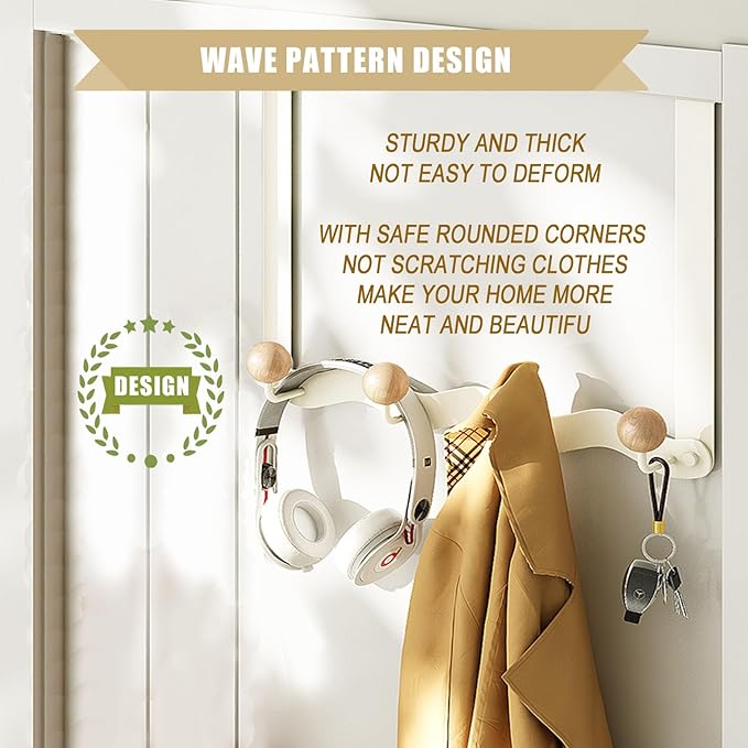 Over Door Coat Rack, Coat Hooks for Door Coat Hanger, Towel Hanger for Bathroom, Door Hanger Hooks, Hooks for Hanging Hat Key Towel Purse Robes Mudroom Entryway