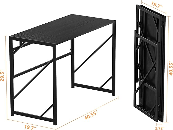 Elephance Folding Desk Writing Computer Desk for Home Office, No-Assembly Study Office Desk Foldable Table for Small Spaces-NeatNest