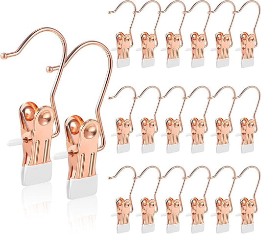 Hotop Boot Hanger Clips for Closet, Laundry Hanging Hooks Heavy Duty Clips Boot Holder Portable Single Hooks Space Saving for Pants Jeans Clothes Hats Tall Towels(Rose Gold,20 Pieces)-NeatNest
