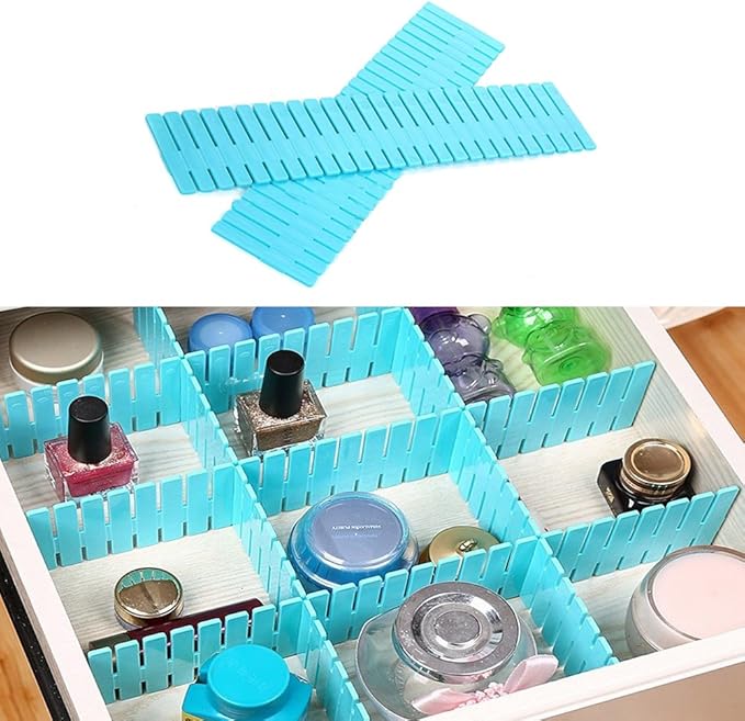 8pcs DIY Plastic Drawer Organizer Adjustable Drawer Dividers for Home Tidy Closet, Socks, Underwear, Office School Supplies, Kitchen Utensil Tools (Blue)-NeatNest