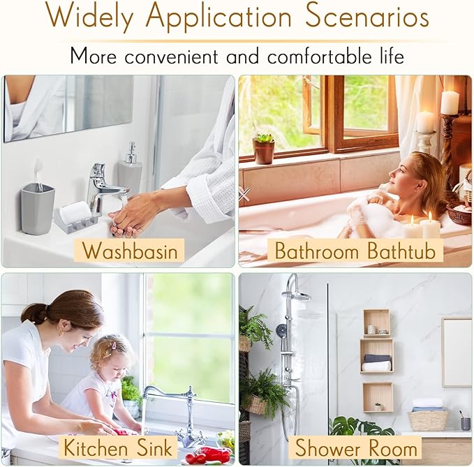 Cunhill 2 Pieces Silicone Soap Dish Self Draining Soap Dish Shower Waterfall Bar Soap Holder Tray with Drain Soap Saver for Kitchen Bathroom Accessories (Light Grey)-NeatNest