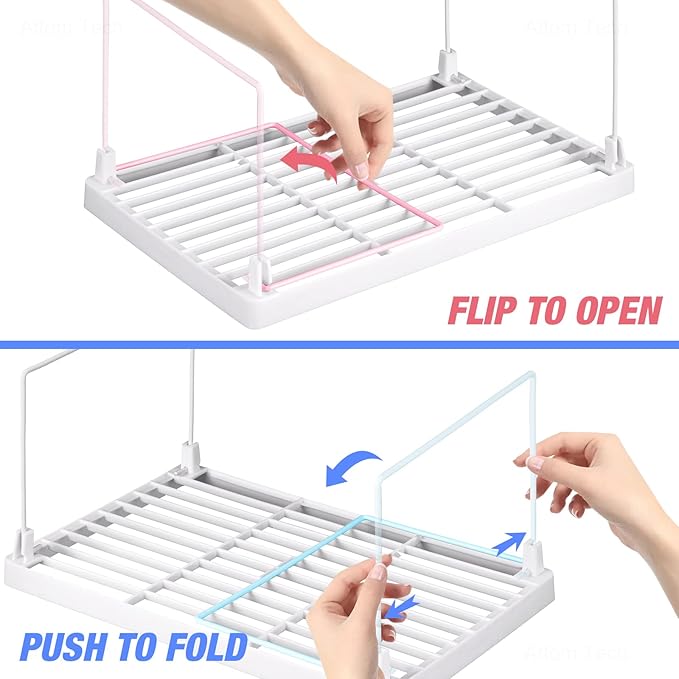 NiHome 4-Pack Stackable Plastic Kitchen Storage Shelf Foldable Rack - White Kitchen Cabinet Organizer and Storage Shelves Stackable Expandable Storage Racks for Counter Cabinet Pantry-NeatNest