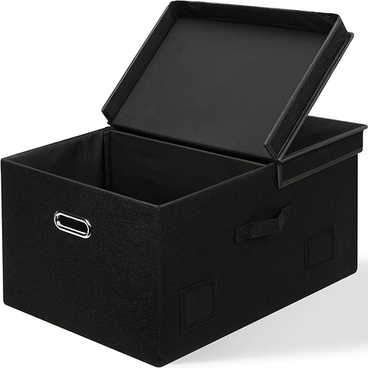 75 Quarts Extra Large Decorative Storage Bins with Lids, 1 Pack Black Collapsible Storage Bins with Lids, Stackable Storage Bins Decorative Box Storage With Lid Extra Large-NeatNest