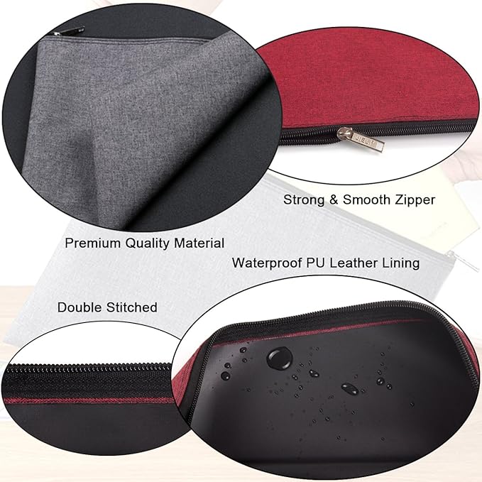 5 Pack Canvas Zipper Tool Bag Set, 13.3" x 9.4" 14oz Heavy Duty Waterproof Multipurpose Utility Multi Tool Storage Pouch Case for Organizing and Sorting Household Tools, Spare Parts (5 Colors)-NeatNest
