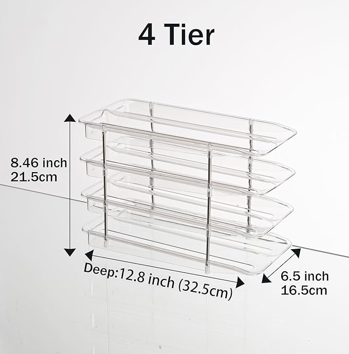 Egg Holder,4 Tier Clear Organizer with Auto-Roll Design, Adjustable Height Egg Storage Container Holds Up to 56 Eggs for Refrigerator,Kitchen Cabinet