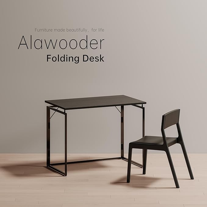 Folding Desk 40 Inch - Small Foldable Desk for Small Space Minimalist, Space Saving Collapsible Compact Desk Portable Table for Craft, Writing, Study and Work (No Assembly Required)-NeatNest