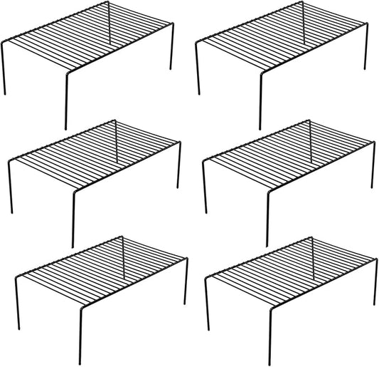 Cabinet Storage Shelf Rack Set of 6, Medium (13 x 9.4 inch) Rustproof Metal Wire Kitchen Cabinet Organizer and Storage, Cupboard Spice Shelf Rack for Plate, Dish, Counter & Pantry Organization-NeatNest