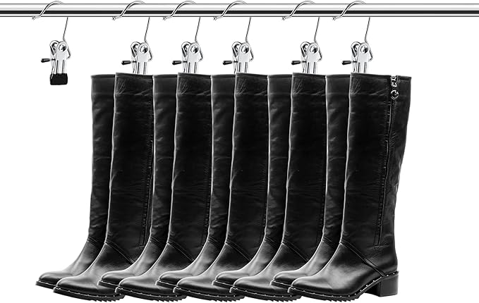 Hotop Boot Hanger Clips for Closet, Laundry Hanging Hooks Heavy Duty Clips Boot Holder Portable Single Hooks Space Saving for Pants Jeans Clothes Hats Tall Towels(Silvery,36 Pieces)-NeatNest