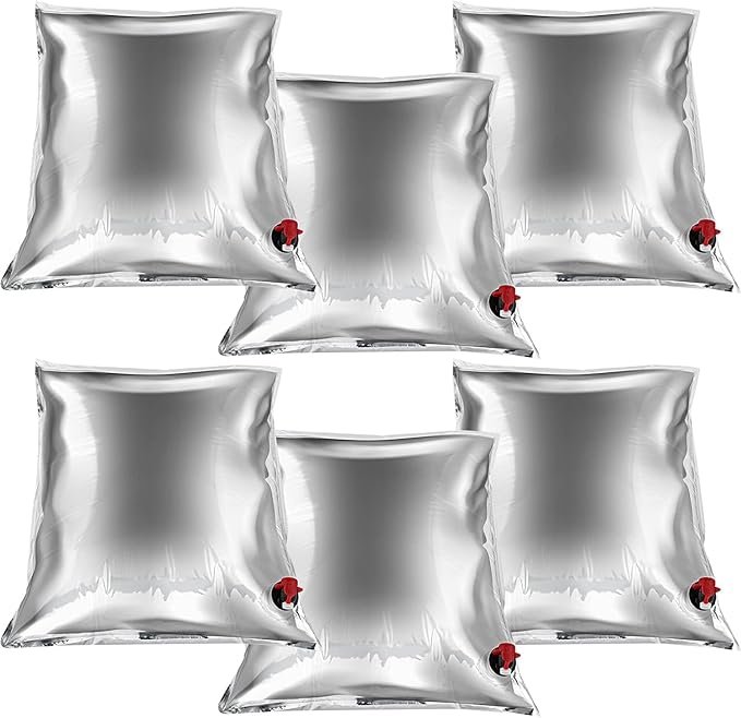 6 Pcs 32 Gallon Camping Water Storage Containers 5.3 Gallon/ 20L Water Bladders Collapsible Emergency Water jug for Camping with Spigot Aluminized for Outdoor Hiking Camping Fishing