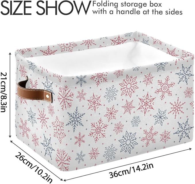 Bolaz Christmas Snowflakes Storage Basket,Large Storage Bin Fabric Collapsible Organizer Bag with Handles 15x11x9.5 inch-NeatNest