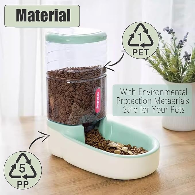 kathson Automatic Cat Feeder 1 Gallon Gravity Dog Food Dispenser Large Capacity Self Feeding Pet Food Bowl Station for Puppy Kitten Rabbit Green-NeatNest