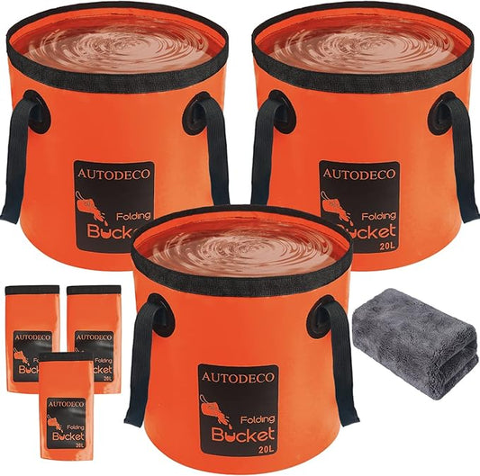 AUTODECO Collapsible Bucket 5 Gallon Container Folding Water Bucket Portable Wash Basin
